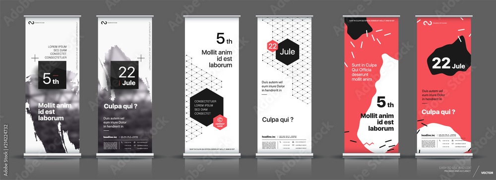 Wall mural set of templates with a design of vertical banners.