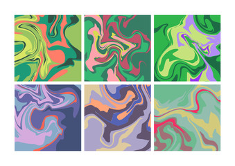 Vector set of marble colorful textures.