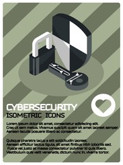Cybersecurity color isometric poster