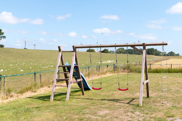 Climbing frame in a meadow