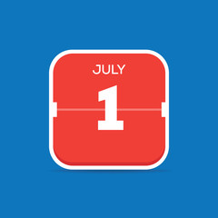 Fototapeta premium July 1 Calendar Flat Icon