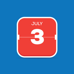 July 3 Calendar Flat Icon