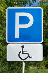 Road sign " Parking for disabled"
