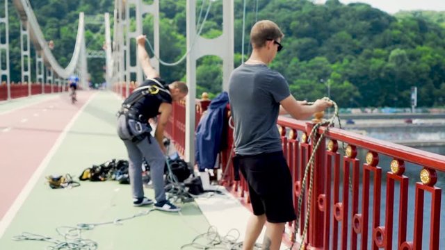 Guys take care of safety for jumping from the bridge