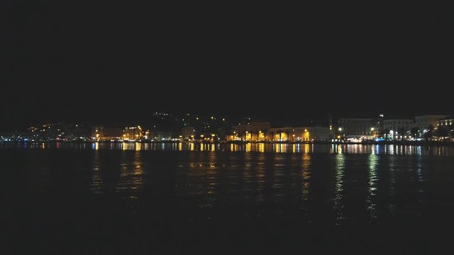 Beautiful view on the old town and Marjan park in Split, Croatia at night.