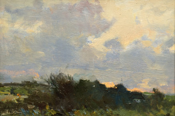 landscape, oil painting, hand made