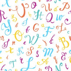 Seamless pattern. Hand written calligraphic letters