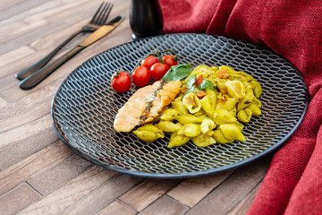 Smoked Salmon Pasta with Basil Cream Sauce lemon