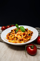 tasty pasta Italian tomato sauce pasta on the table