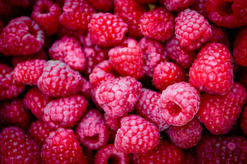 Fresh, sweet raspberries background