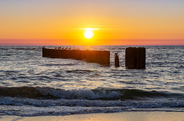 Sunset at Kampen Beach on the island Sylt, Germany 