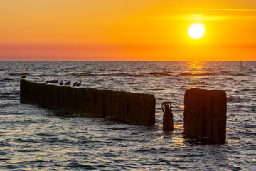 Sunset at Kampen Beach on the island Sylt, Germany 