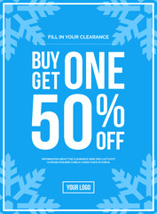 Buy One Get One 50% Off Sign Winter Sale