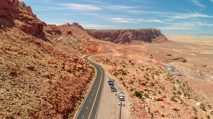 Red mountain of beautiful canyon aerial view