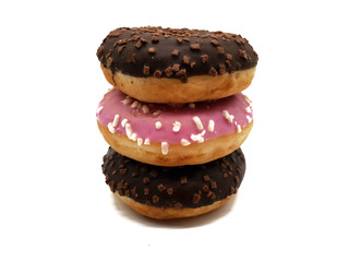 Schokoladen Donut freigestellt auf weißem Hintergrund