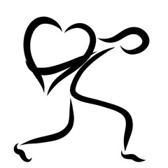 A man carrying a heavy heart, abstraction, love and health