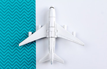 Flat lay design of travel concept with plane