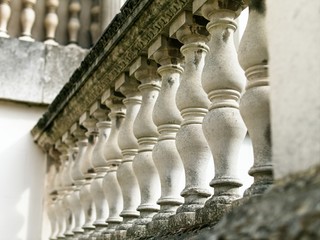Perspecive closeup view of Italian style (Palladian) balustrade.