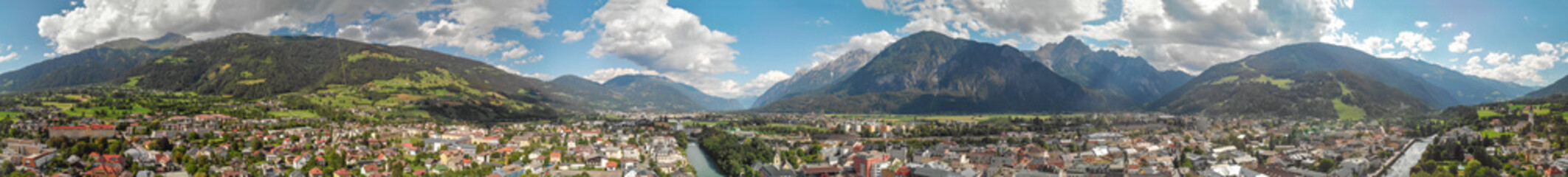Beautiful aerial panoramic view of Lienz, Austria
