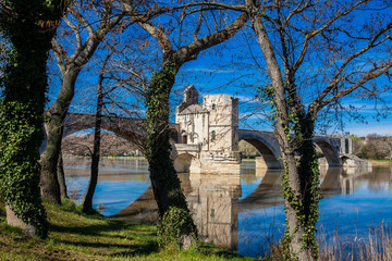 Famous Avignon Bridge also called Pont Saint-Benezet at Avignon France