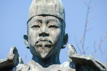 Statue of samurai - founder and the first shogun of the Kamakura shogunate of Japan