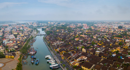 Hoi An, Vietnam : Panorama Aerial view of Hoi An ancient town, UNESCO world heritage, at Quang Nam province. Vietnam. Hoi An is one of the most popular destinations in Vietnam