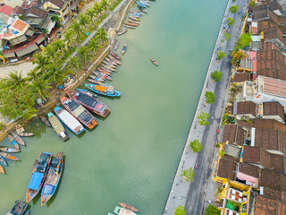 Hoi An, Vietnam : Panorama Aerial view of Hoi An ancient town, UNESCO world heritage, at Quang Nam province. Vietnam. Hoi An is one of the most popular destinations in Vietnam