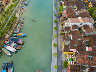 Hoi An, Vietnam : Panorama Aerial view of Hoi An ancient town, UNESCO world heritage, at Quang Nam province. Vietnam. Hoi An is one of the most popular destinations in Vietnam