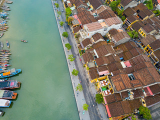 Hoi An, Vietnam : Panorama Aerial view of Hoi An ancient town, UNESCO world heritage, at Quang Nam province. Vietnam. Hoi An is one of the most popular destinations in Vietnam