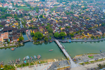 Hoi An, Vietnam : Panorama Aerial view of Hoi An ancient town, UNESCO world heritage, at Quang Nam province. Vietnam. Hoi An is one of the most popular destinations in Vietnam