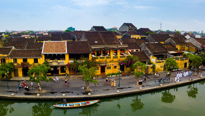 Hoi An, Vietnam : Panorama Aerial view of Hoi An ancient town, UNESCO world heritage, at Quang Nam province. Vietnam. Hoi An is one of the most popular destinations in Vietnam