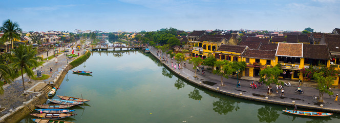 Hoi An, Vietnam : Panorama Aerial view of Hoi An ancient town, UNESCO world heritage, at Quang Nam province. Vietnam. Hoi An is one of the most popular destinations in Vietnam