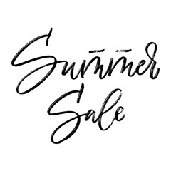 Summer Sale hand lettering. Dry brush trace. Artistic calligraphy isolated on white background. Vector illustration. - 214234591