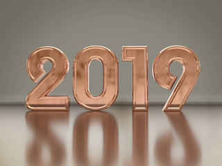 New Year 2019 Creative Design Concept - 3D Rendered Image 