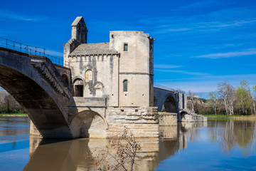 Fototapeta na wymiar Famous Avignon Bridge also called Pont Saint-Benezet at Avignon France