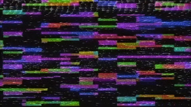 Glitch noise static television VFX. Visual video effects stripes background,  Screen noise glitch effect video background for video editing, intro and logo reveals.