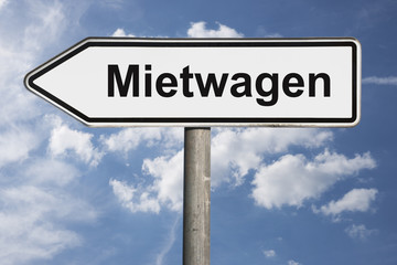 Wegweiser Mietwagen 
