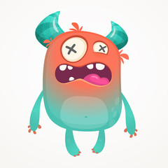 Angry cartoon monster. Halloween vector illustration.