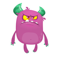 Angry cartoon monster. Halloween vector illustration.