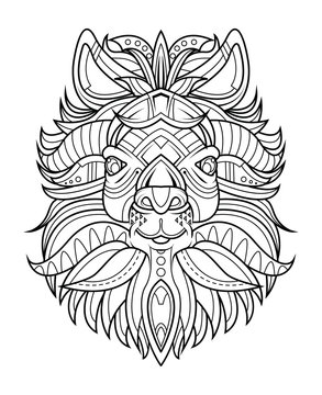 goat head coloring page vector illustration.