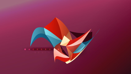 Abstract background - geometric origami style shape composition, triangular low poly design concept. Colorful trendy minimalistic illustration