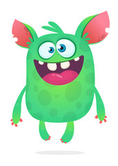 Cute cartoon monster. Vector troll or gremlin character. Halloween design