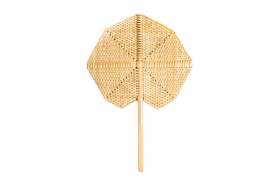 fan handmade from bamboo isolated on white background
