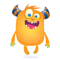 Cool cartoon monster with big eyes. Halloween vector illustration clipart