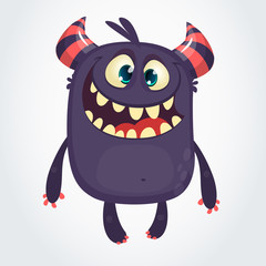 Funny cartoon monster. Vector Halloween black monster. Big set of cartoon monsters