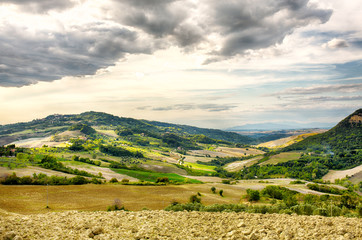 View over the beautiful rural landscape near Volterra, Tuscany, Italy. 