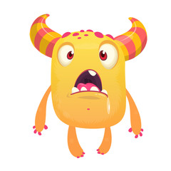 Scared cartoon monster. Vector cute monster mascot illustration for Halloween