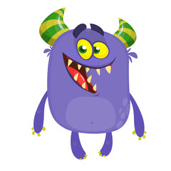 Funny cartoon monster smiling. Vector clipart