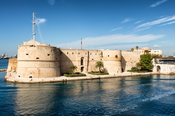 Aragonese castle, located on the seaside in the Italian city of Taranto.