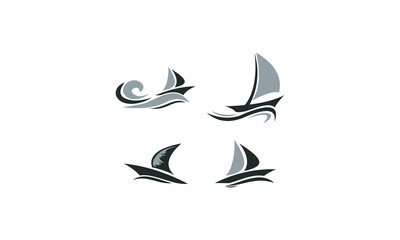 sail ship icon set